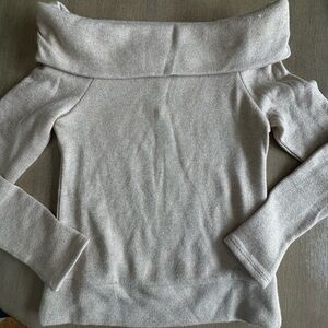 White House Black Market Cream sparkle Off-Shoulder Sweater